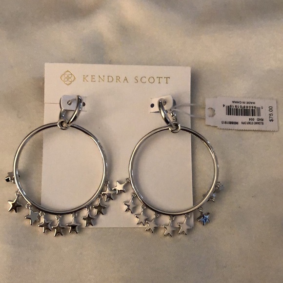 Kendra Scott Sloane Silver Tone Star Open Frame Convertible Hoop Earrings NWT - Picture 5 of 13
